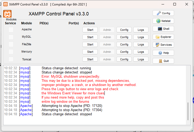 MySQL Shutdown Unexpectedly How to Solve the XAMPP MySQL Error
